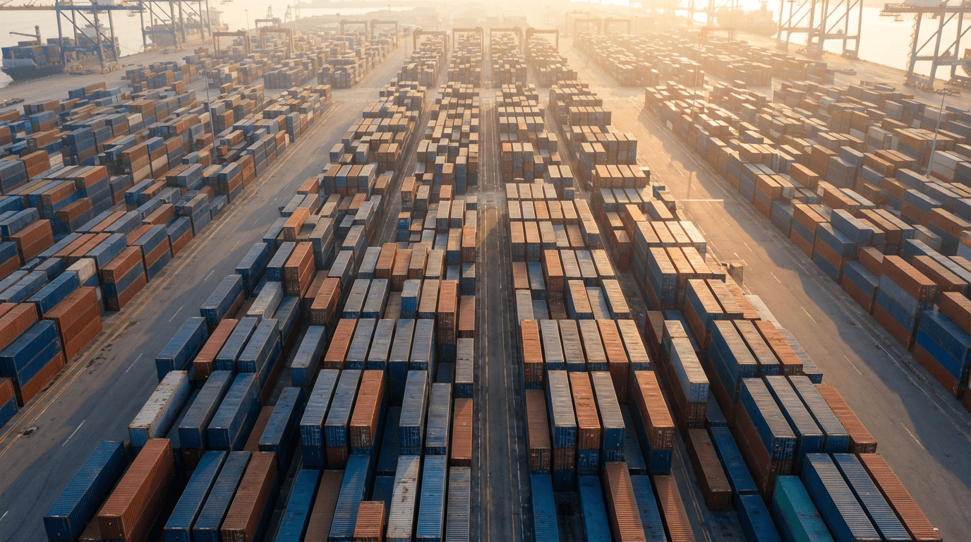 Cargo ship loaded with containers on the open ocean